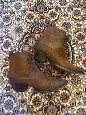 Frye Brown Suede Lace-Up Ankle Boots